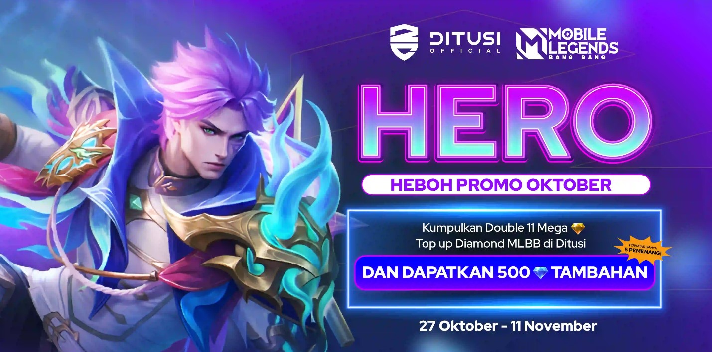 HERO (Heboh Promo oktober) - Kumpulkan 11 Mega Diamonds kuning + Raih 500 Diamonds tambahan Gratis untuk 5 pemenang