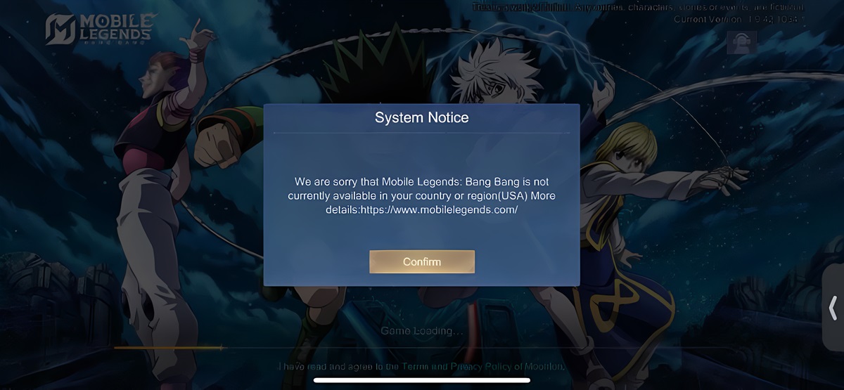 Mobile Legends Diblokir